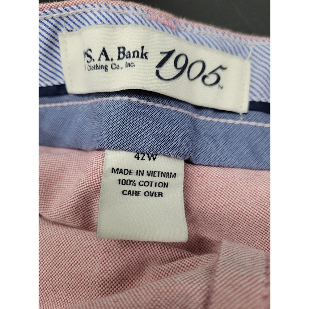 NWT Jos. A.‎ Bank 1905 Chino Shorts Mens 42 Pink Cotton Oxford Flat Front